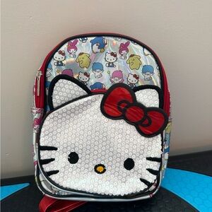 Hello Kitty Kids Backpack with Sequins - Silver and Red